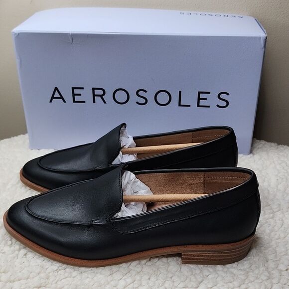 NIB Aerosole Comfortable Women's Loafer in Black Genuine Leather Size 5 - Picture 5 of 8